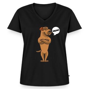 Sturer Irish Terrier - Frauen Premium Bio T-Shirt mit V-Ausschnitt - Schwarz - Vorne - AI Model Female 172 light (172cm)