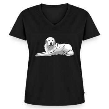 Stuer - T-shirt encolure en V Premium bio Femme - noir - Devant - AI Model Female 172 light (172cm)
