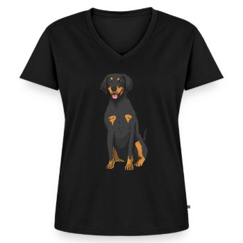 Chien d’incendie - T-shirt encolure en V Premium bio Femme - noir - Devant - AI Model Female 172 light (172cm)