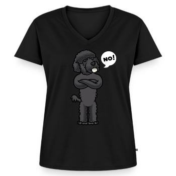 Cão de Água Português Portugiesischer Wasserhund - Frauen Premium Bio T-Shirt mit V-Ausschnitt - Schwarz - Vorne - AI Model Female 172 light (172cm)