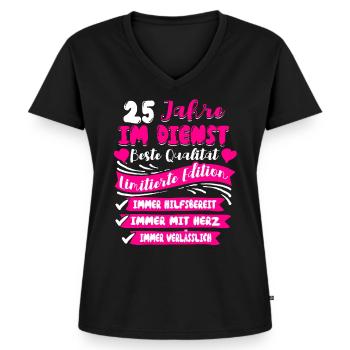25 Jähriges Dienstjubiläum Firmenjubiläum - Frauen Premium Bio T-Shirt mit V-Ausschnitt - Schwarz - Vorne - AI Model Female 172 light (172cm)