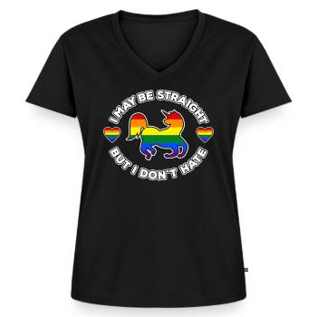 LGBTQ Hetero Homosexuell Pride Cis Geschenk - Frauen Premium Bio T-Shirt mit V-Ausschnitt - Schwarz - Vorne - AI Model Female 172 light (172cm)