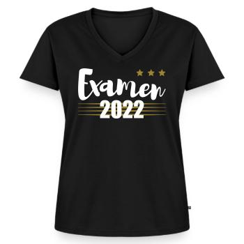 Examen 2022 gold - Frauen Premium Bio T-Shirt mit V-Ausschnitt - Schwarz - Vorne - AI Model Female 172 light (172cm)