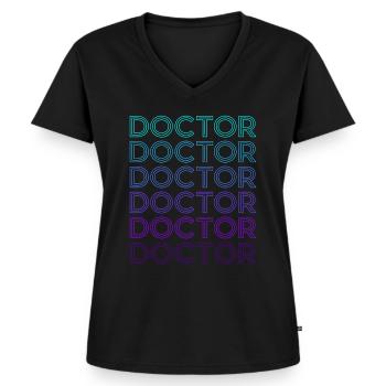 Doktor Retro - Frauen Premium Bio T-Shirt mit V-Ausschnitt - Schwarz - Vorne - AI Model Female 172 light (172cm)