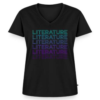 Literatur Literatur Literarische Retro - Frauen Premium Bio T-Shirt mit V-Ausschnitt - Schwarz - Vorne - AI Model Female 172 light (172cm)