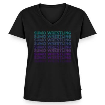 Sumo Wrestling Lutteur de Sumo Japonais Rétro - T-shirt encolure en V Premium bio Femme - noir - Devant - AI Model Female 172 light (172cm)