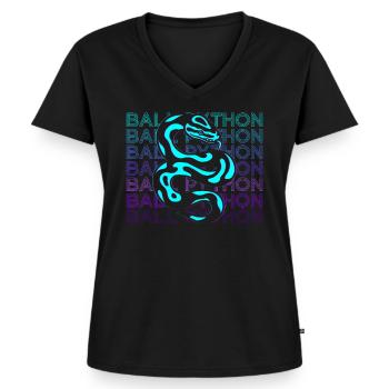 Ball Python Snake Retro Gift - Women's Premium Organic V-neck T-shirt - black - Front - AI Model Female 172 light (172cm)