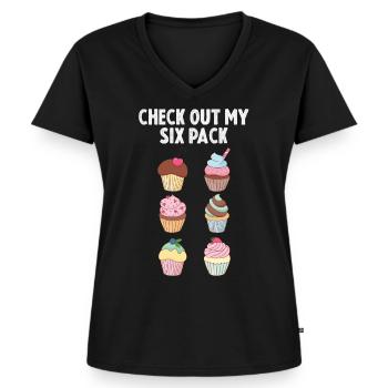 Muffin Sixpack Muffins süßes Gebäck - Frauen Premium Bio T-Shirt mit V-Ausschnitt - Schwarz - Vorne - AI Model Female 172 light (172cm)