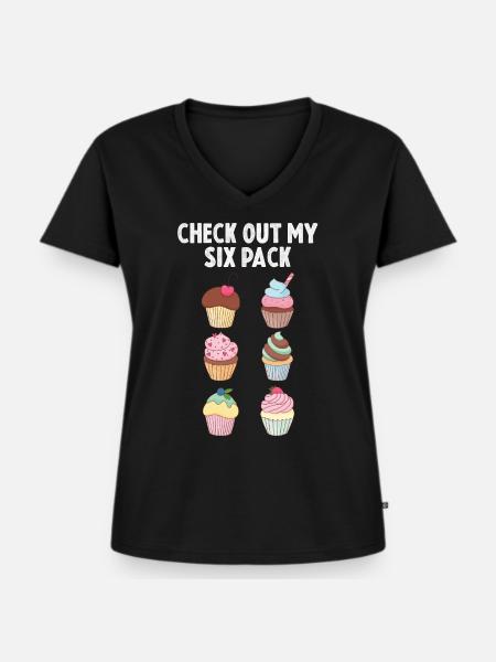 Muffin Sixpack Muffins süßes Gebäck - Frauen Premium Bio T-Shirt mit V-Ausschnitt - Schwarz