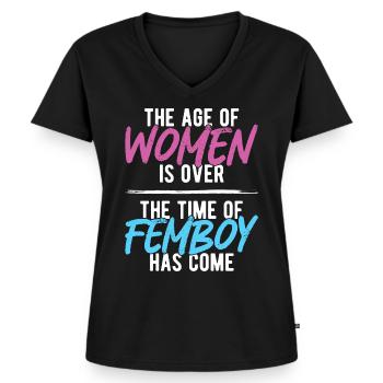 Lustiges Femboy-Geschenk - Frauen Premium Bio T-Shirt mit V-Ausschnitt - Schwarz - Vorne - AI Model Female 172 light (172cm)