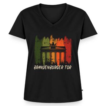 Brandenburg Gate Retro Berlin Germany - Women's Premium Organic V-neck T-shirt - black - Front - AI Model Female 172 light (172cm)