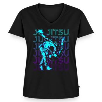 Ju Jitsu Jiu Jitsu Jujutsu Retro - Women's Premium Organic V-neck T-shirt - black - Front - AI Model Female 172 light (172cm)