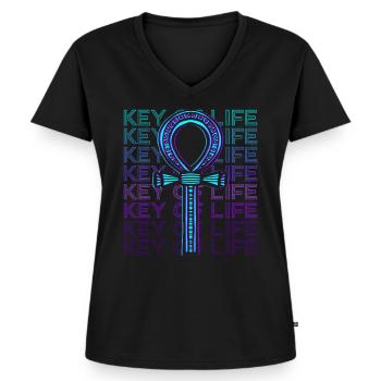 Schlüssel des Lebens Ankh Ägyptisches Symbol Altes - Frauen Premium Bio T-Shirt mit V-Ausschnitt - Schwarz - Vorne - AI Model Female 172 light (172cm)