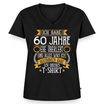 Diamantene Hochzeit 60 Jahre Verheiratet - Frauen Premium Bio T-Shirt mit V-Ausschnitt - Schwarz - Vorne - AI Model Female 172 light (172cm)