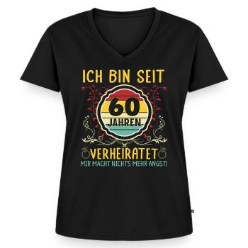 Diamantene Hochzeit 60 Jahre Verheiratet - Frauen Premium Bio T-Shirt mit V-Ausschnitt - Schwarz - Vorne - AI Model Female 172 light (172cm)