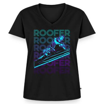 Dachdecker Dachkonstruktion Retro - Frauen Premium Bio T-Shirt mit V-Ausschnitt - Schwarz - Vorne - AI Model Female 172 light (172cm)