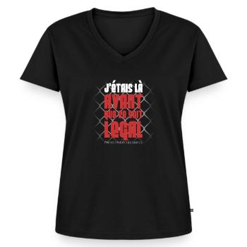 J'étais là avant que ce soit legal - MMA - T-shirt encolure en V Premium bio Femme - noir - Devant - AI Model Female 172 light (172cm)