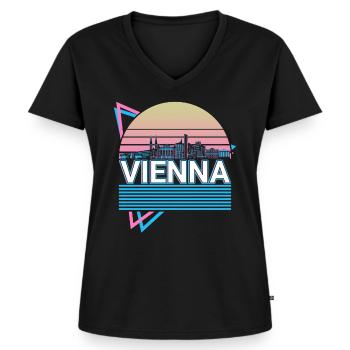 Vienne City Skyline Cityscape Rétro - T-shirt encolure en V Premium bio Femme - noir - Devant - AI Model Female 172 light (172cm)