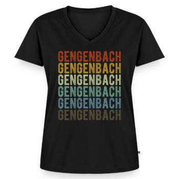 Gengenbach Stadt Retro Vintage - Frauen Premium Bio T-Shirt mit V-Ausschnitt - Schwarz - Vorne - AI Model Female 172 light (172cm)