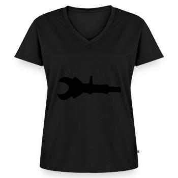 Feuerwehr Schere - Frauen Premium Bio T-Shirt mit V-Ausschnitt - Schwarz - Vorne - AI Model Female 172 light (172cm)