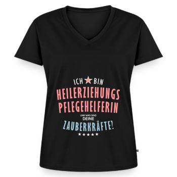 Heilerziehungspflegehelferin Beruf - Geschenk - Frauen Premium Bio T-Shirt mit V-Ausschnitt - Schwarz - Vorne - AI Model Female 172 light (172cm)