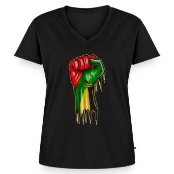 Raise your fist - Black history Month Afro - Women's Premium Organic V-neck T-shirt - black - Front - AI Model Female 172 light (172cm)