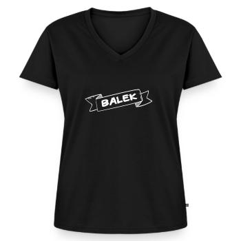 BALEK - T-shirt encolure en V Premium bio Femme - noir - Devant - AI Model Female 172 light (172cm)