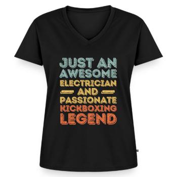 Elektriker Kickboxen retro - Frauen Premium Bio T-Shirt mit V-Ausschnitt - Schwarz - Vorne - AI Model Female 172 light (172cm)