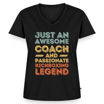 Trainer Kickboxen retro - Frauen Premium Bio T-Shirt mit V-Ausschnitt - Schwarz - Vorne - AI Model Female 172 light (172cm)