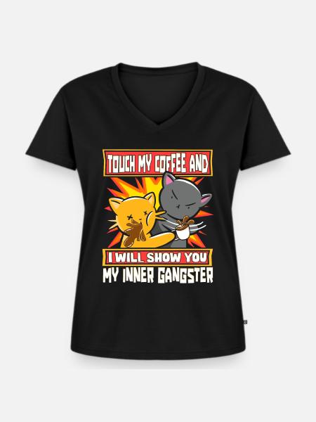 Kaffeetrinker Spruch Kaffeeliebhaber Kaffee - Frauen Premium Bio T-Shirt mit V-Ausschnitt - Schwarz