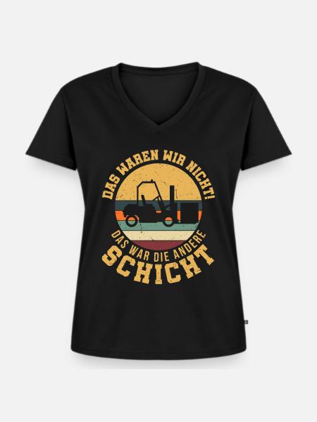 Gabelstapler Gabelstaplerfahrer Lagerarbeiter - Frauen Premium Bio T-Shirt mit V-Ausschnitt - Schwarz