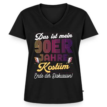 90er Jahre Mottoparty Outfit Kostüm Party Herren - Frauen Premium Bio T-Shirt mit V-Ausschnitt - Schwarz - Vorne - AI Model Female 172 light (172cm)