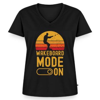 Wakeboard Mode on retro vintage - Frauen Premium Bio T-Shirt mit V-Ausschnitt - Schwarz - Vorne - AI Model Female 172 light (172cm)