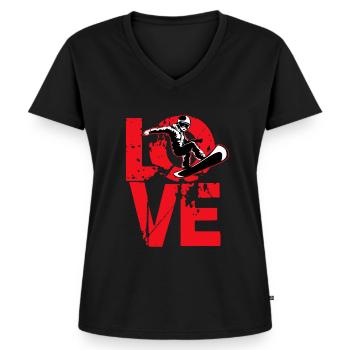 Snowboarding Snowboarder Snowboard Snowboardurlaub - Frauen Premium Bio T-Shirt mit V-Ausschnitt - Schwarz - Vorne - AI Model Female 172 light (172cm)