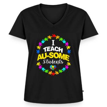 Autism - Women's Premium Organic V-neck T-shirt - black - Front - AI Model Female 172 light (172cm)