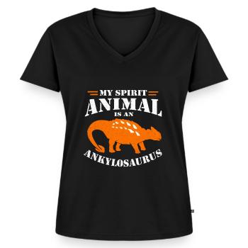 Ankylosaurus - Frauen Premium Bio T-Shirt mit V-Ausschnitt - Schwarz - Vorne - AI Model Female 172 light (172cm)