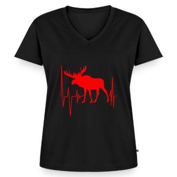 L’orignal - T-shirt encolure en V Premium bio Femme - noir - Devant - AI Model Female 172 light (172cm)