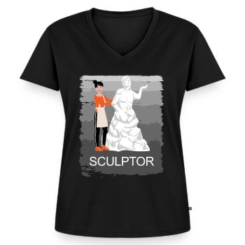 Sculpture Sculptor Steinhauer Modern Figures - Women's Premium Organic V-neck T-shirt - black - Front - AI Model Female 172 light (172cm)