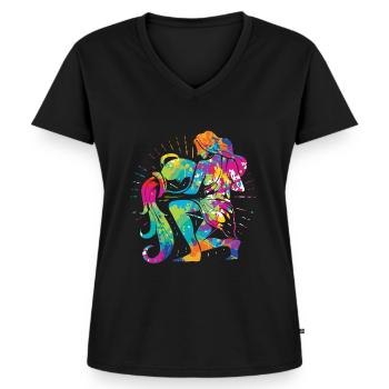 Sternzeichen Wassermann Astrologie Horoskop - Frauen Premium Bio T-Shirt mit V-Ausschnitt - Schwarz - Vorne - AI Model Female 172 light (172cm)
