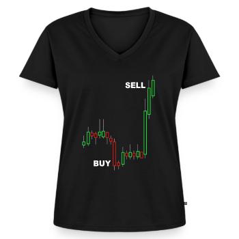 Börse - Frauen Premium Bio T-Shirt mit V-Ausschnitt - Schwarz - Vorne - AI Model Female 172 light (172cm)