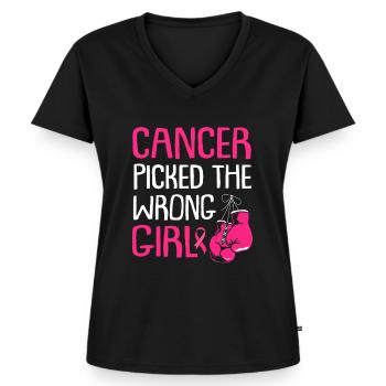 breast cancer - Women's Premium Organic V-neck T-shirt - black - Front - AI Model Female 172 light (172cm)