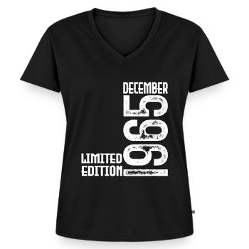 Geburtstagsgeschenk Dezember 1965. Dezember 1965. - Frauen Premium Bio T-Shirt mit V-Ausschnitt - Schwarz - Vorne - AI Model Female 172 light (172cm)