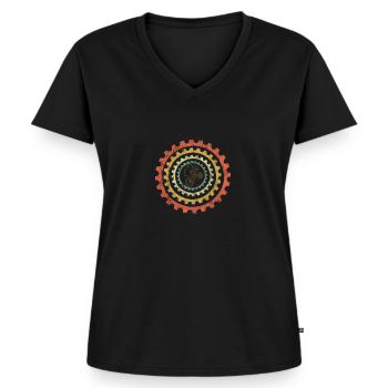 MTB Mountain Bike Enduro MTB Biker - Frauen Premium Bio T-Shirt mit V-Ausschnitt - Schwarz - Vorne - AI Model Female 172 light (172cm)