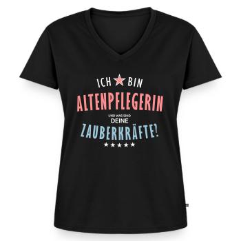 Altenpflegerin Beruf - Geschenk - Frauen Premium Bio T-Shirt mit V-Ausschnitt - Schwarz - Vorne - AI Model Female 172 light (172cm)