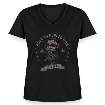 1996 Birthday Aged to perfection Old Man - Women's Premium Organic V-neck T-shirt - black - Front - AI Model Female 172 light (172cm)