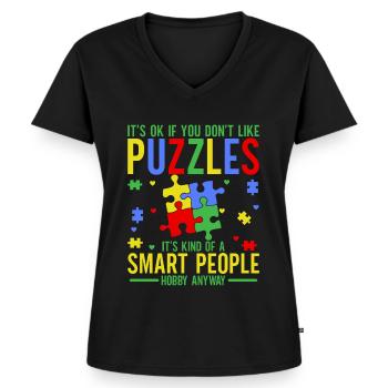 Jigsaw Puzzle Piece Puzzle Lover - Frauen Premium Bio T-Shirt mit V-Ausschnitt - Schwarz - Vorne - AI Model Female 172 light (172cm)