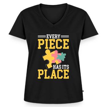 Jigsaw Puzzle Piece Puzzle Lover - Frauen Premium Bio T-Shirt mit V-Ausschnitt - Schwarz - Vorne - AI Model Female 172 light (172cm)