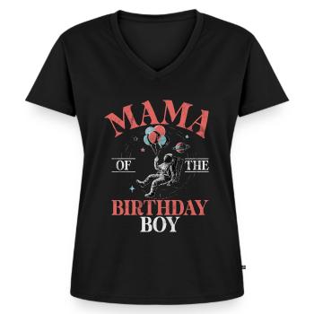 Astronautes de l’espace de la mère de la fille d’anniversaire - T-shirt encolure en V Premium bio Femme - noir - Devant - AI Model Female 172 light (172cm)