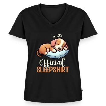 Chemise de nuit officielle Teckel Chien teckel - T-shirt encolure en V Premium bio Femme - noir - Devant - AI Model Female 172 light (172cm)