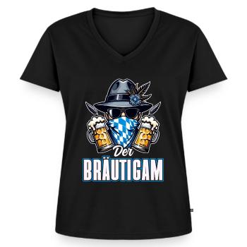 Der Bräutigam Lustiges Junggesellenabschied - Frauen Premium Bio T-Shirt mit V-Ausschnitt - Schwarz - Vorne - AI Model Female 172 light (172cm)